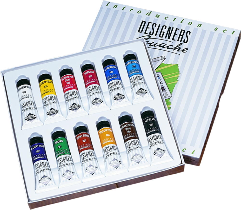Designers Gouache Introduction Set 12 x 15ml Tubes Turners Art Supplies